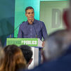 Pedro Sánchez en acto de precampaña de las elecciones andaluzas en Gibraleón (Huelva)