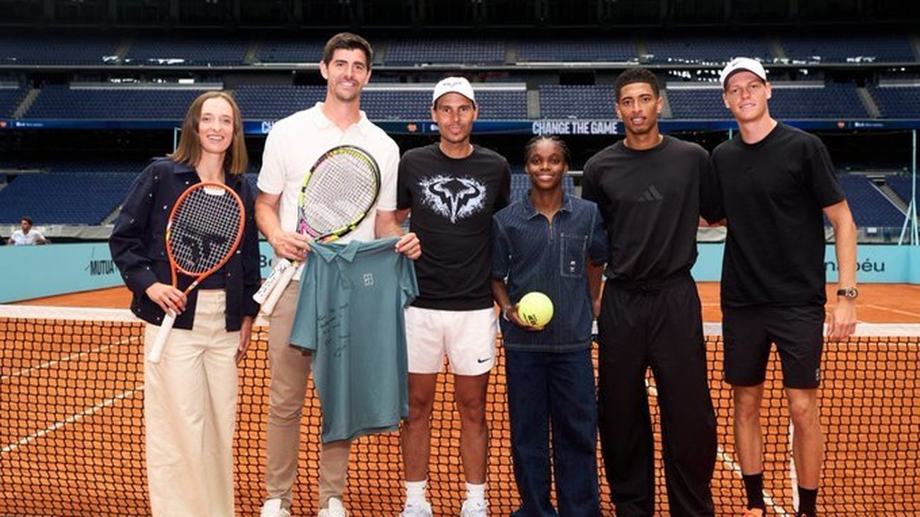Nadal, Courtois, Sinner y Bellingham estrenan la pista de tenis del Bernabéu