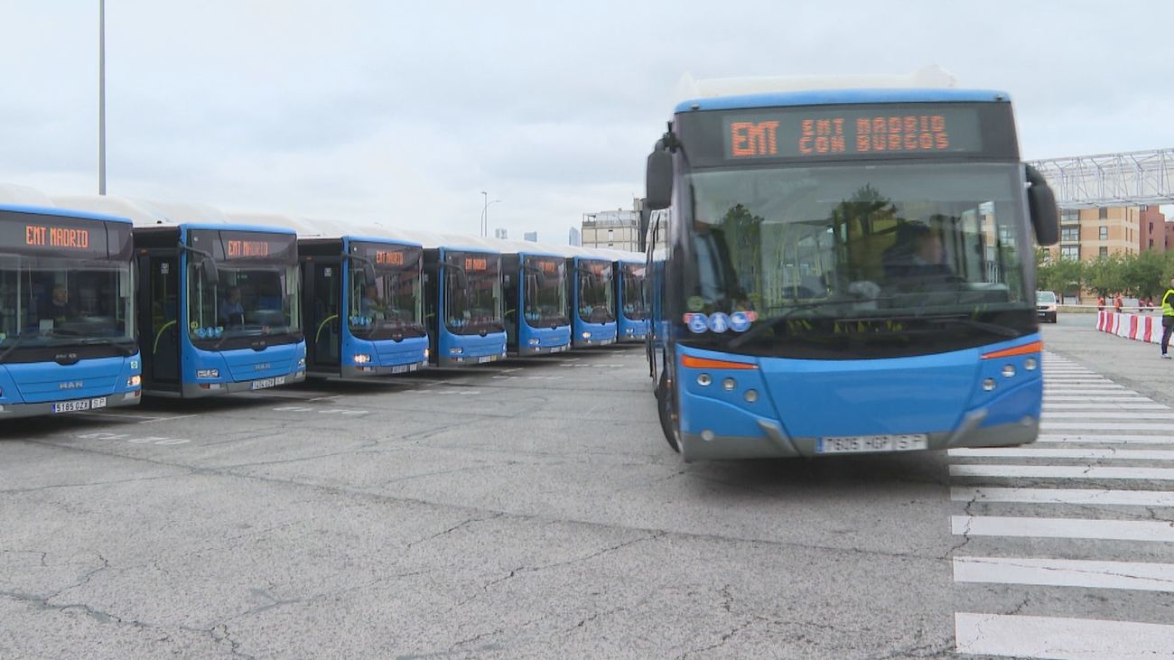 40 autobuses de la EMT viajan hacia Burgos: "Madrid está cuando se le necesita"