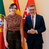 Díaz Ayuso recibe en la Real Casa de Correos al alcalde de Lisboa, Carlos Moedas