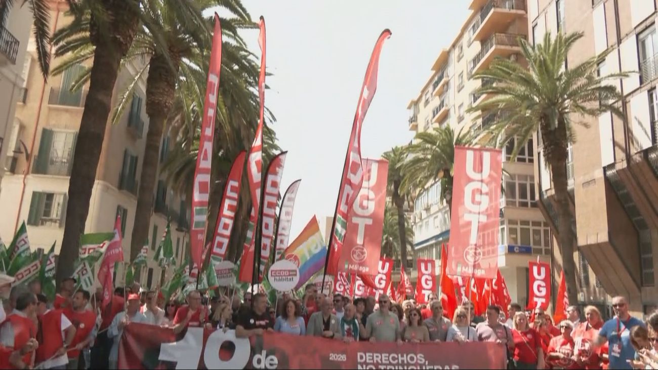 Málaga acoge la marcha de la manifestación del 1 de Mayo reclamando mejores salarios y opciones de vivienda