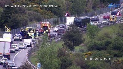 Un accidente en la  A-1, a la altura de Somosierra, provoca varios kilómetros de retenciones en sentido Madrid