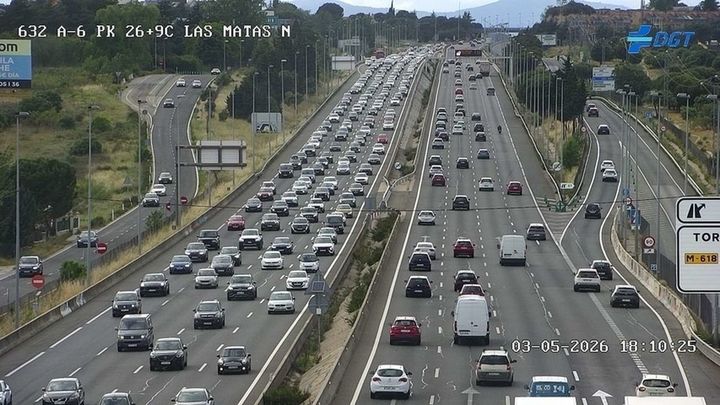 Tráfico lento en las carreteras de Madrid