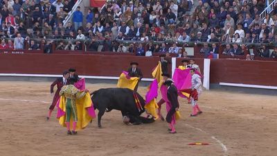 Fuerte cogida al banderillero Curro Javier
