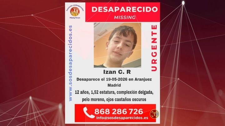 Se busca a Izan, un menor de 12 años desaparecido en Aranjuez