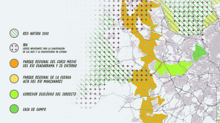 Mapa de las conexiones naturales del Corredor Ecológico del Suroeste / CRISTINA SAN JOSÉ NIETO