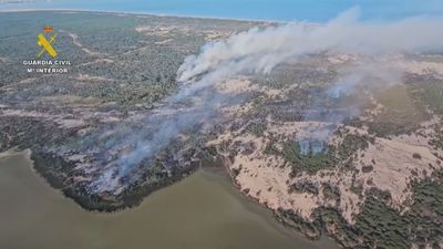 El incendio del Parque Nacional de Doñana sigue activo pero con mejor evolución