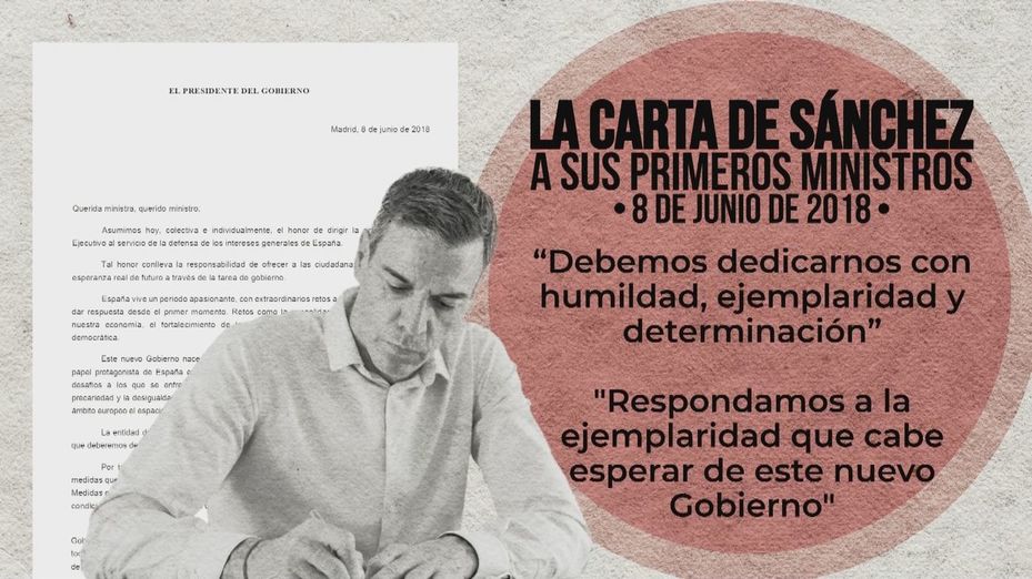 Sánchez recibió a su primer Gobierno con una carta en la que pedía "ejemplaridad"