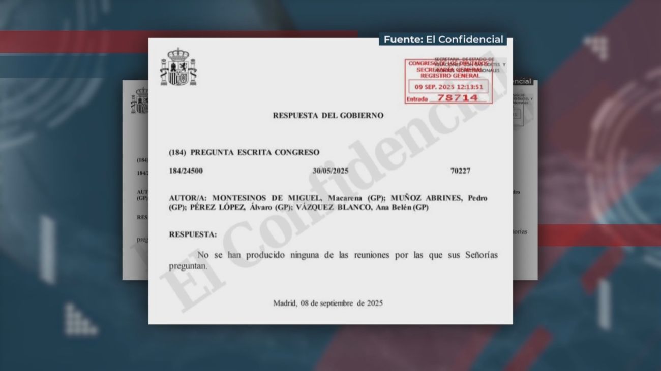El Gobierno respondió por escrito al PP a través del Congreso negando las reuniones con Leire Díez