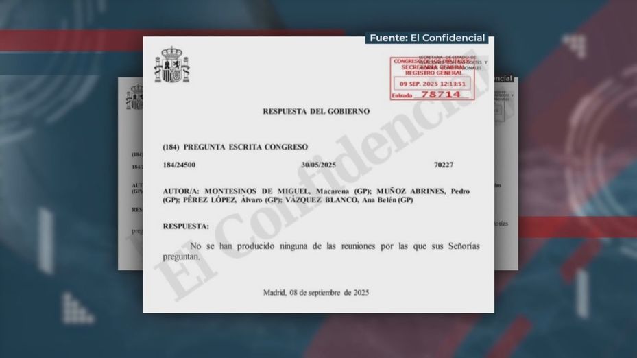 El Gobierno respondió por escrito al PP a través del Congreso negando las reuniones con Leire Díez