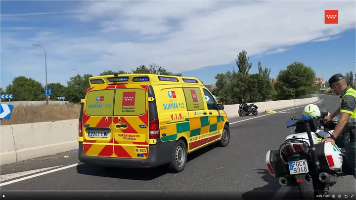Grave accidente de un motorista en la A-2, en Torrejón de Ardoz
