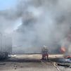 Incendio de varios camiones y casas prefabricadas en Parla