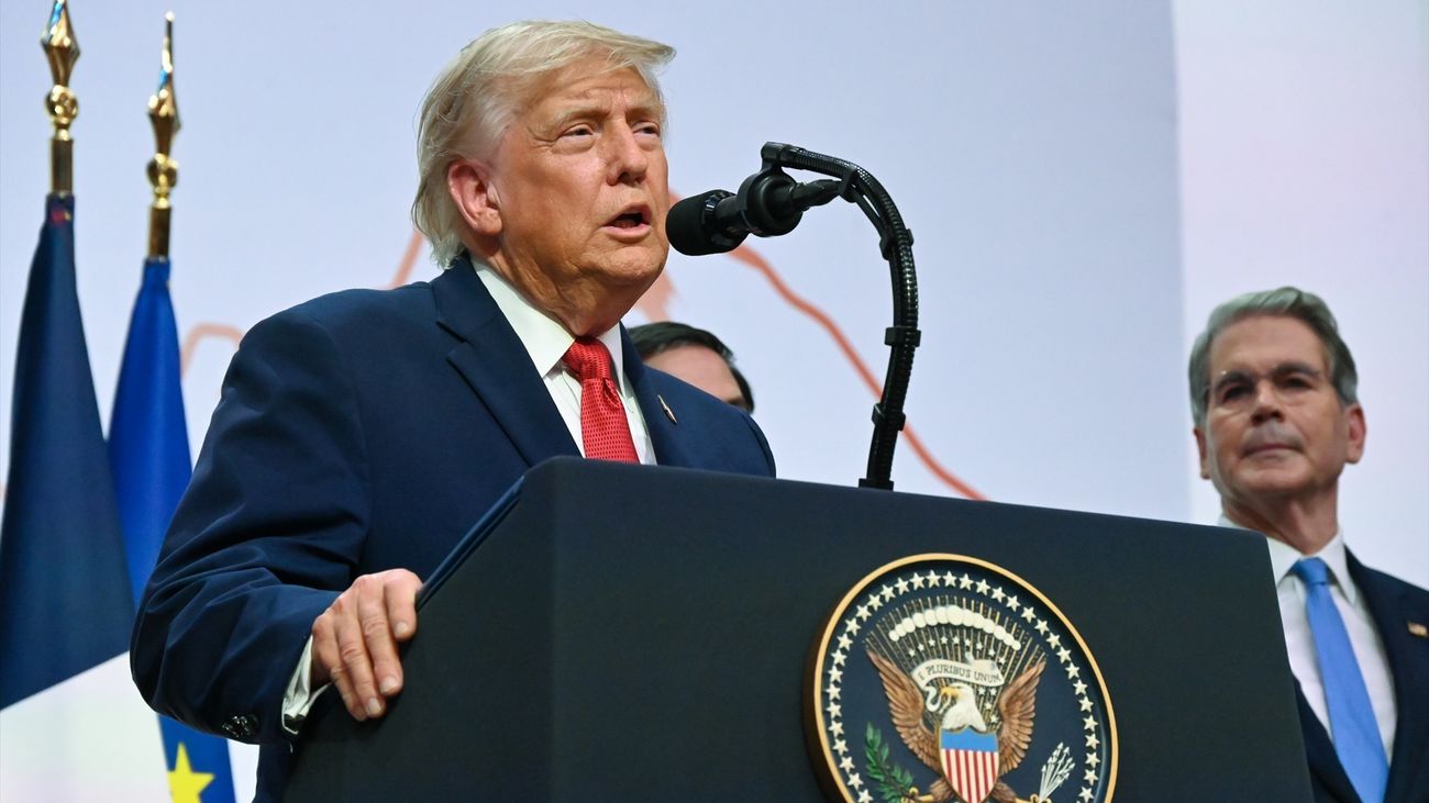 Donald Trump interviene en la cumbre del G7 en Evian