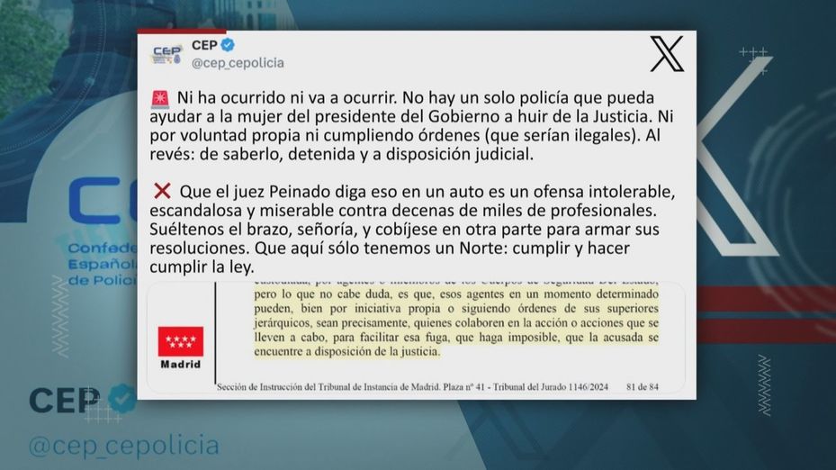 Los principales sindicatos policiales critican las palabras de Peinado: "Es un ataque injustificado"