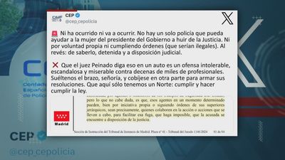 Los principales sindicatos policiales critican las palabras de Peinado: "Es un ataque injustificado"