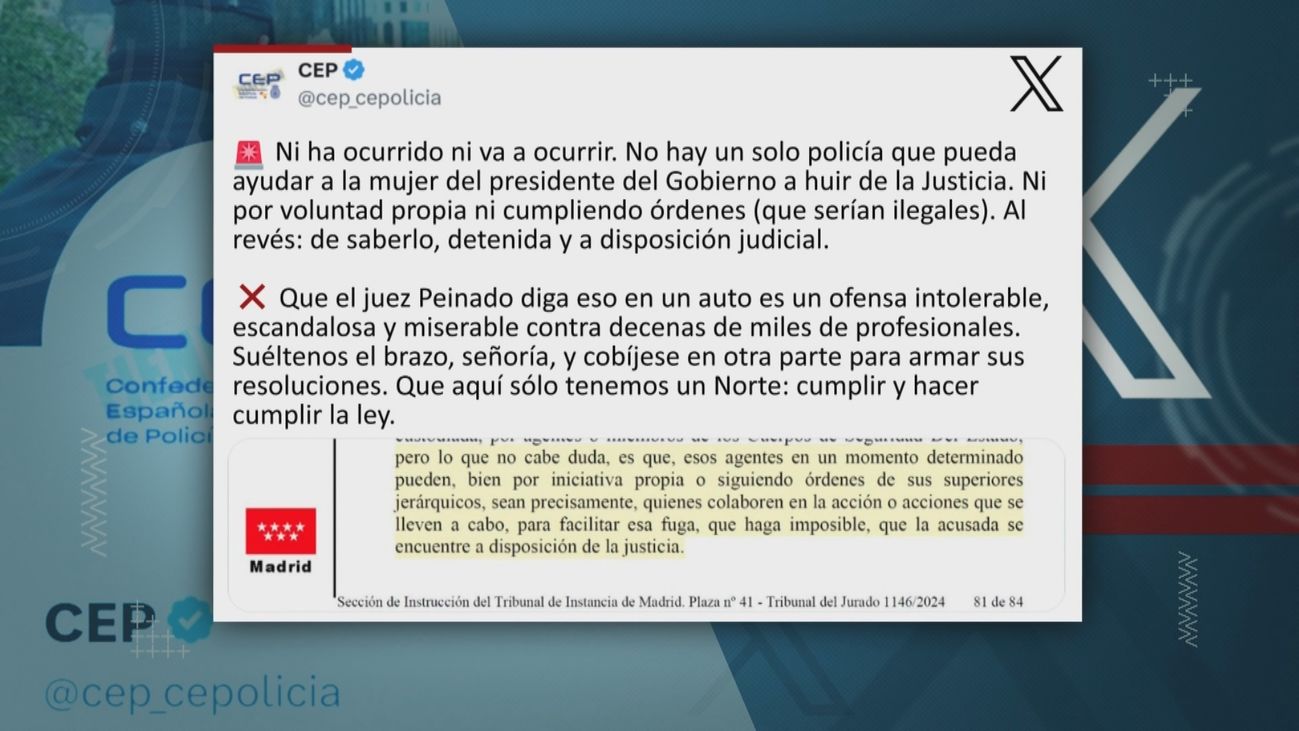 Los principales sindicatos policiales critican las palabras de Peinado: "Es un ataque injustificado"