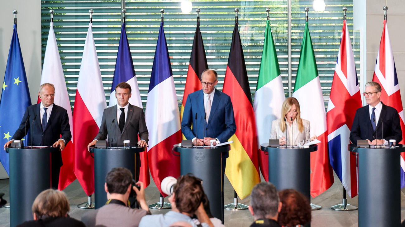 Tusk, Macron, Merz, Meloni y Starmer