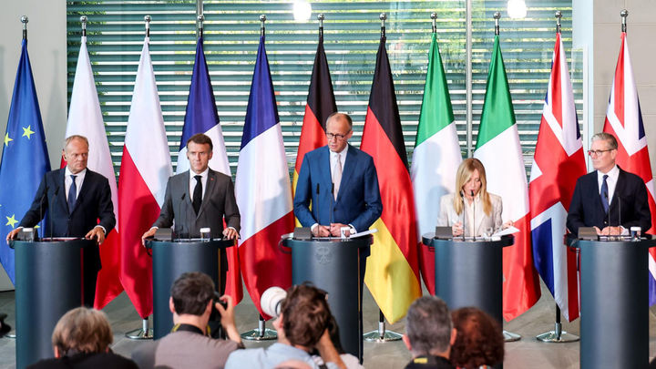Tusk, Macron, Merz, Meloni y Starmer