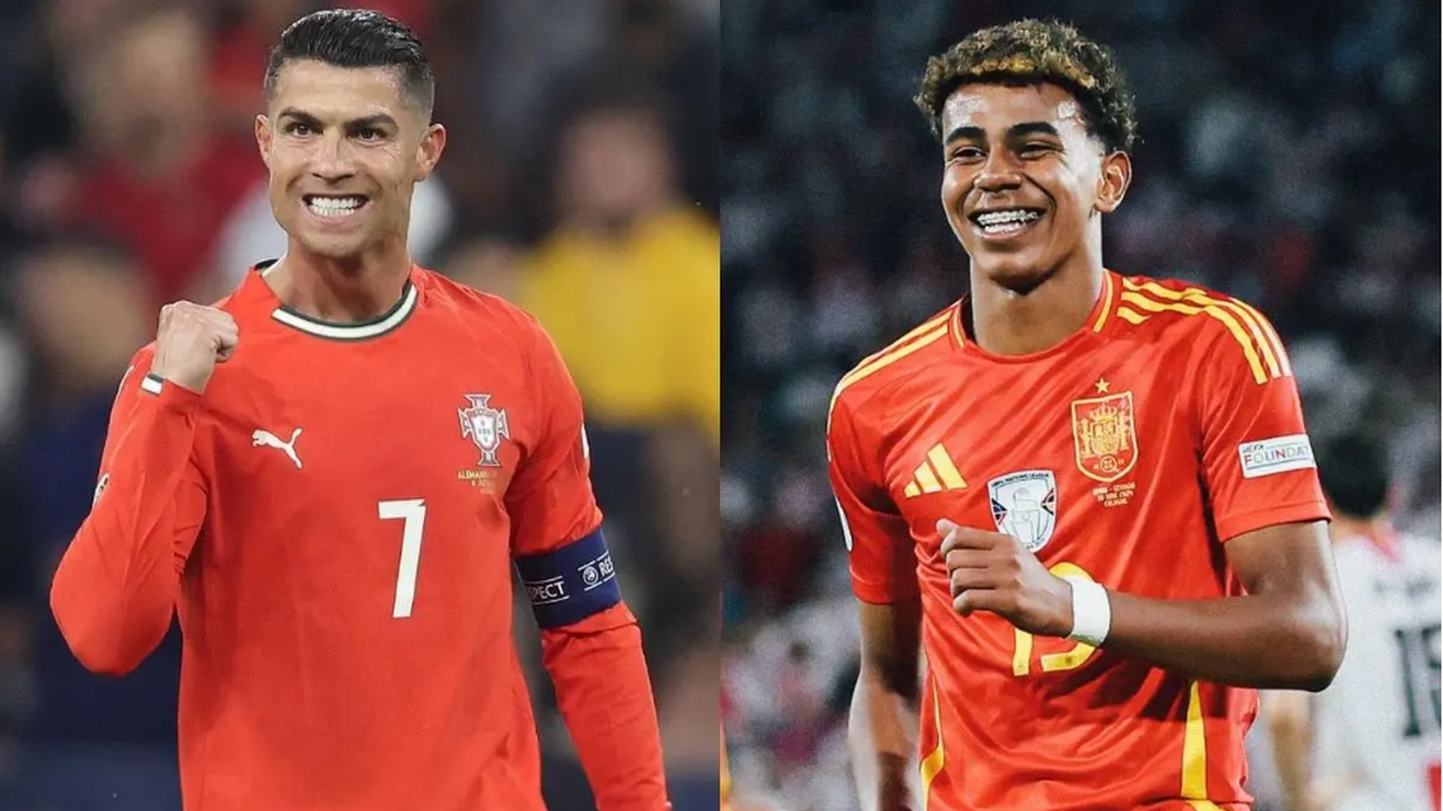 Cristiano Ronaldo y Lamine Yamal