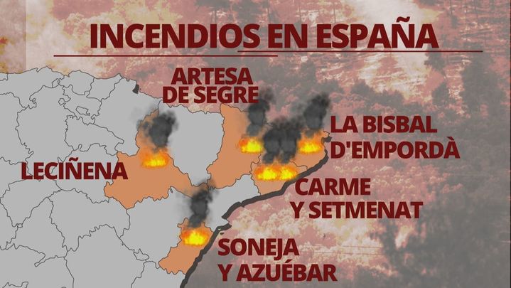 Panel de incendios activos en Cataluña / TELEMADRID