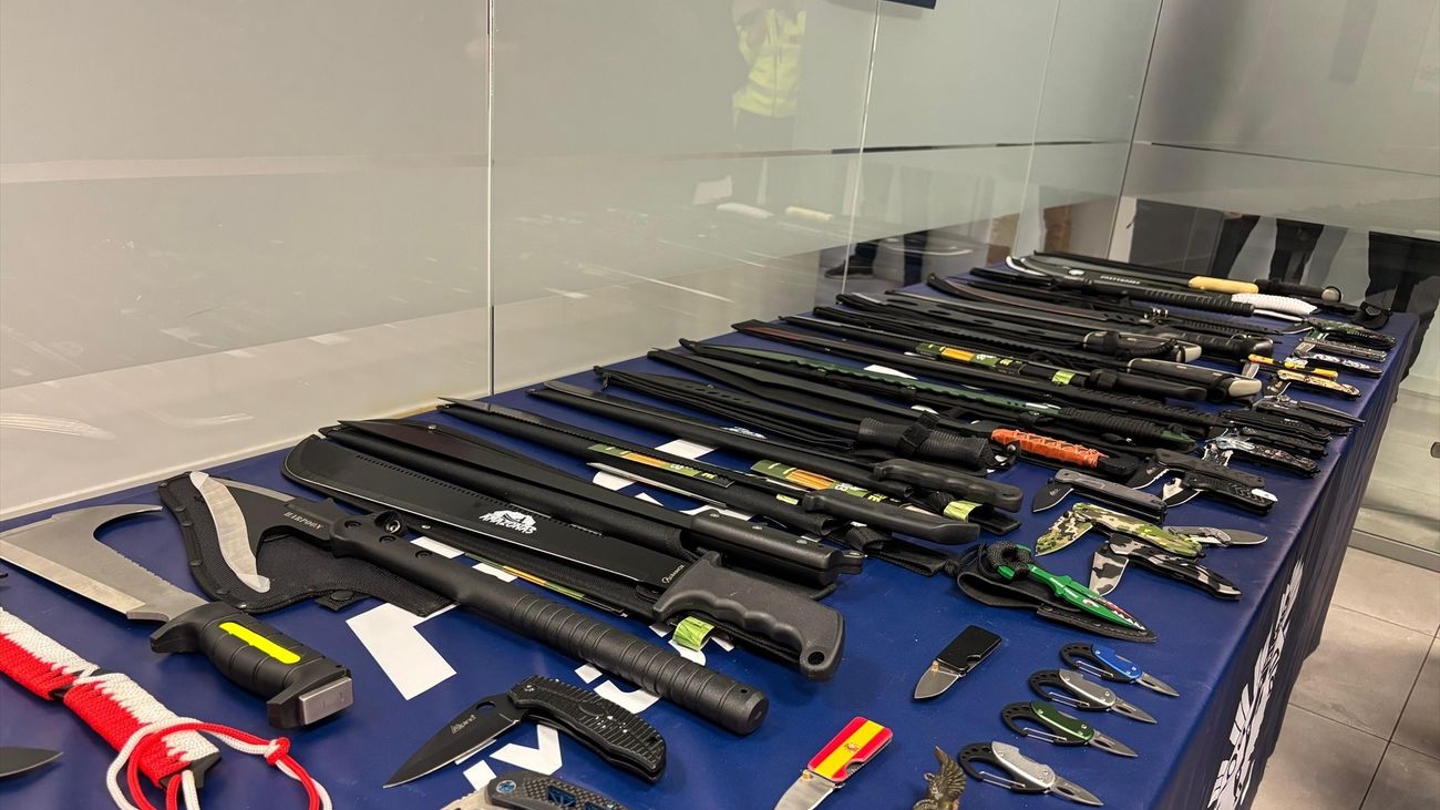 Armas incautadas por la Policía Municipal de Madrid durante la campaña de Navidad