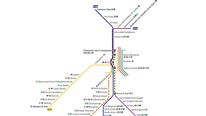 Mapa de las obras de Cercanías Madrid desde el 17 hasta el 22 de julio / RENFE CERCANIAS