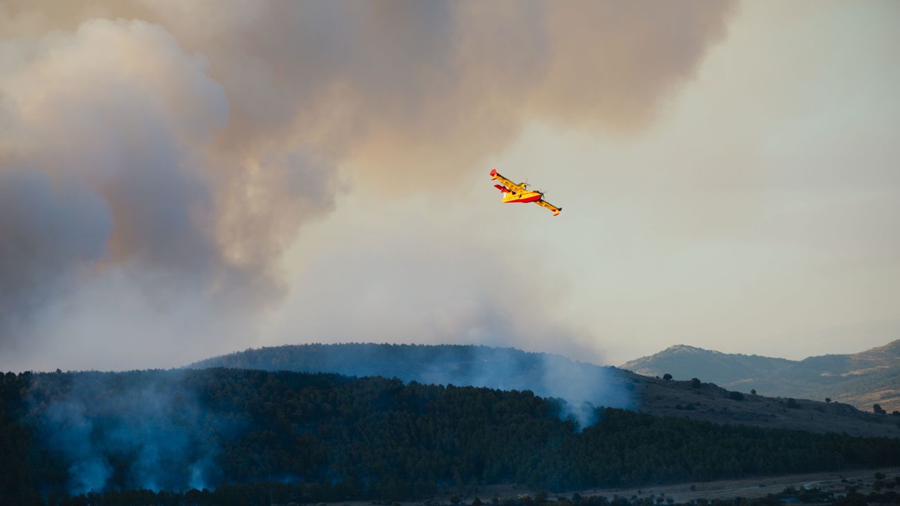 Incendio de Lozoyuela: el fuego está estabilizado pero preocupa el viento en Cinco Villas