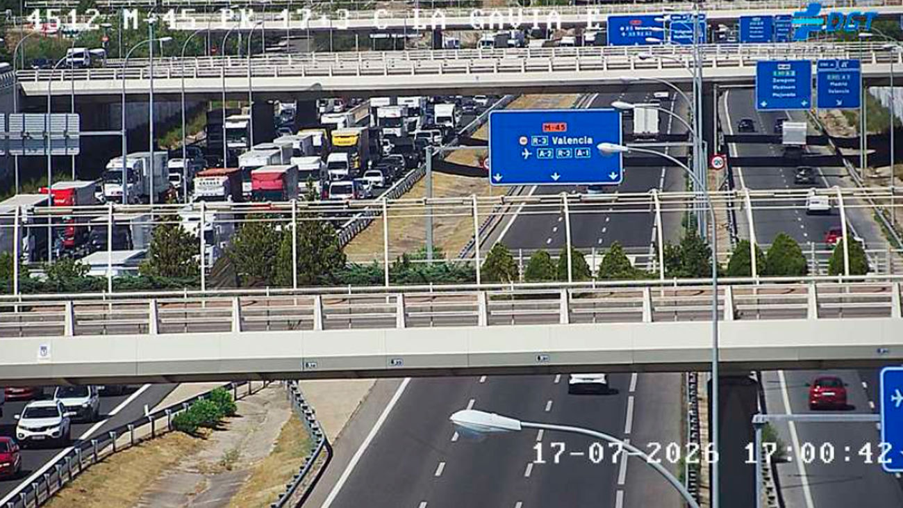 Retenciones de salida de Madrid y congestión circulatoria en las vías de circunvalación M-40 y M-45