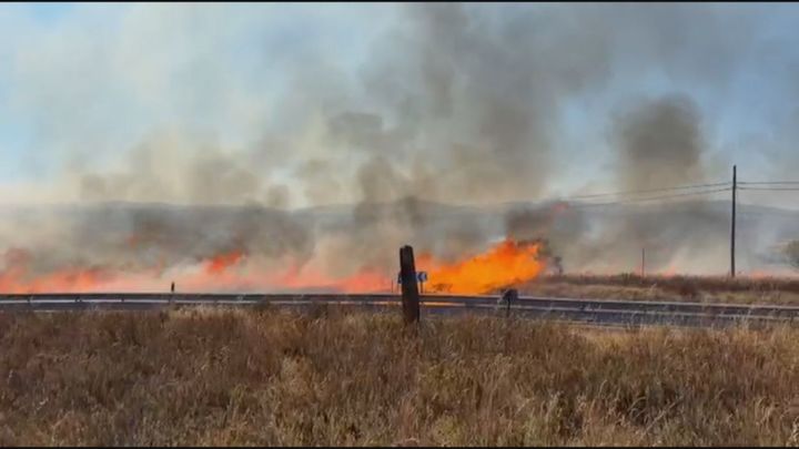 Un incendio de vegetación obliga a cortar la M-521 en Villanueva de la Cañada