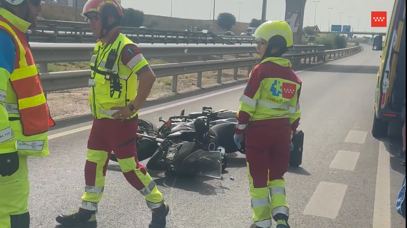 Muere un motorista en Leganés tras ser embestido por un coche en la incorporación a la M-50