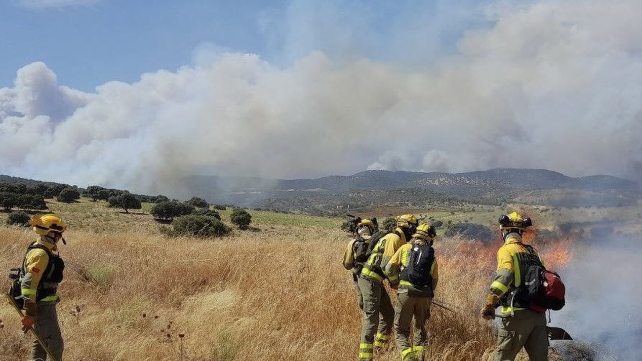 Incendio forestal en Villa del Prado