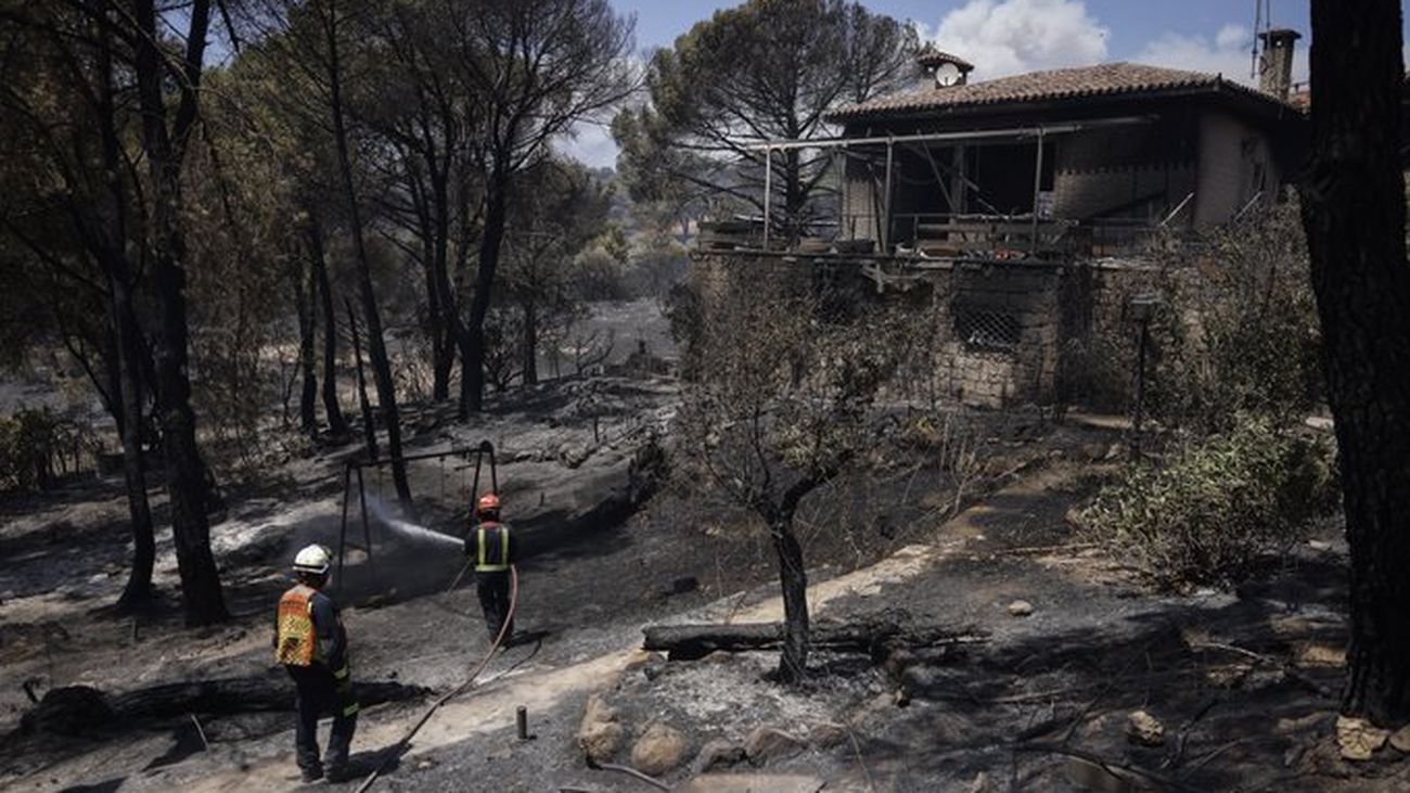 Vivienda y terreno afectado por el incendio forestal de la Sierra Oeste de Madrid en julio de 2026