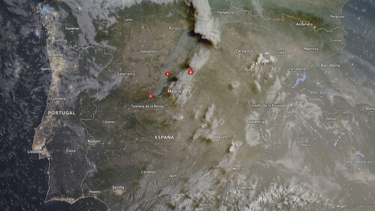El viento marcará la evolución de los incendios en la Comunidad durante las próximas horas