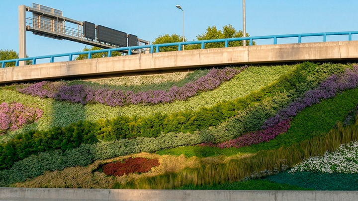 Madrid comienza la instalación de los jardines verticales de la M-30 a la altura de Ventas