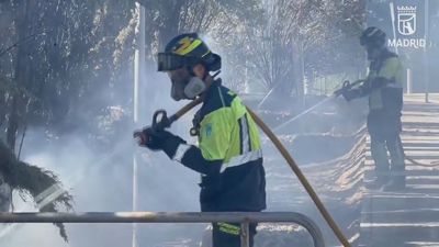 Siete intoxicados leves en un incendio de pastos ya apagado en Vallecas