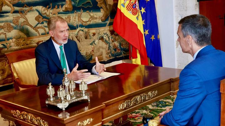 Despacho de trabajo entre el rey Felipe VI y el presidente del Gobierno, Pedro Sánchez