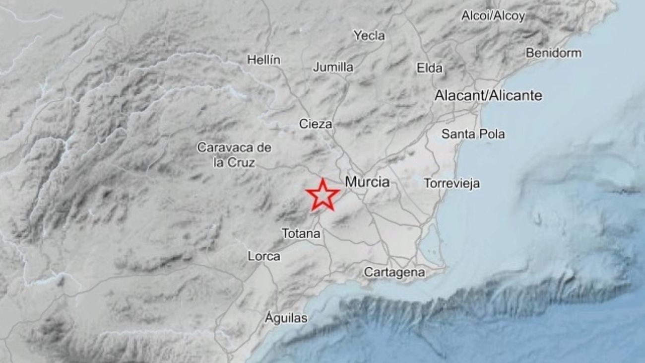 Mapa sísmico del terremoto en la Región de Murcia