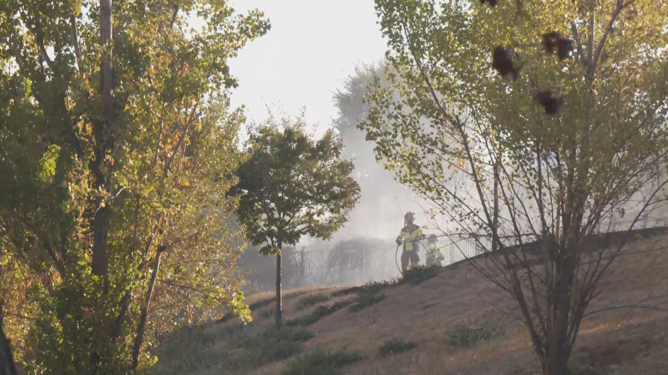 Controlado un incendio de pastos en Arganzuela, cerca de las vías del tren de Embajadores