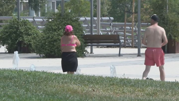 Calor en un parque de Madrid