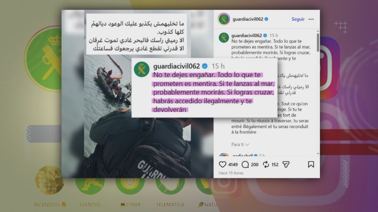 "No te dejes engañar", los mensajes que lanza la Guardia Civil a los migrantes que quieran entrar en Ceuta