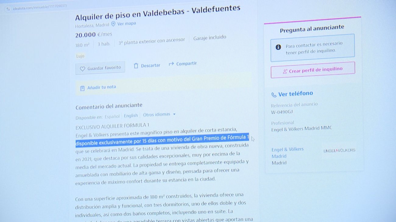 La Fórmula 1 dispara los alquileres: hasta 17.000 euros por una vivienda de lujo