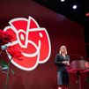 Magdalena Andersson, líder del Partido Socialdemócrata sueco, durante un mitin