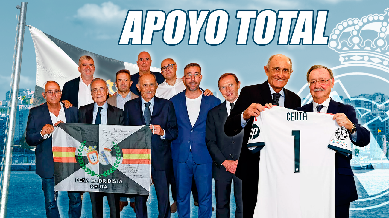 Decenas de ceutíes reciben a Florentino Pérez con camisetas del Real Madrid: "Gracias por apoyarnos"