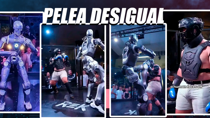 La primera pelea de un humano contra un robot de su tamaño