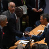 El presidente del Gobierno, Pedro Sánchez (d) durante su asistencia al Evento Partners for Multilateralism