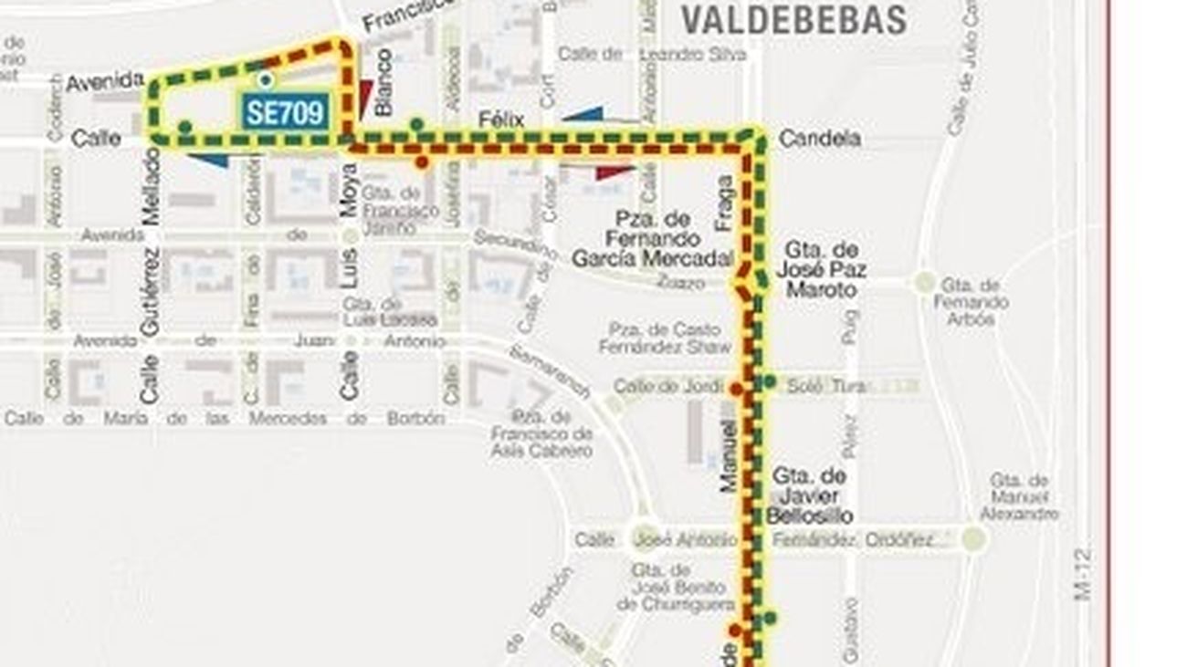 Nuevo recorrido de la línea SE709 de la EMT
