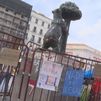 El Ayuntamiento de Madrid protege con vallas el Oso y el Madroño durante la acampada de Sol