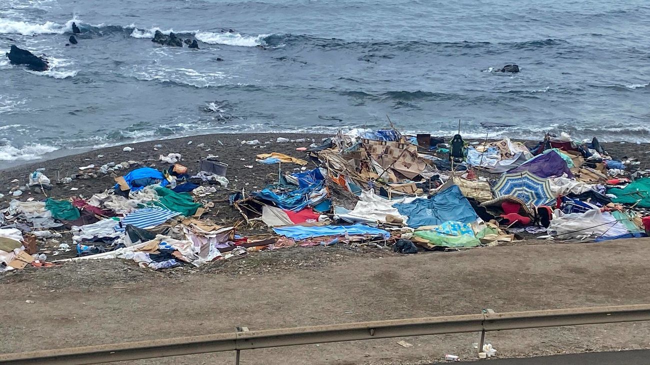 Photo: telemadrid.es Ceuta Police Complete Final Phase Clearing Trampolín Beach Settlement