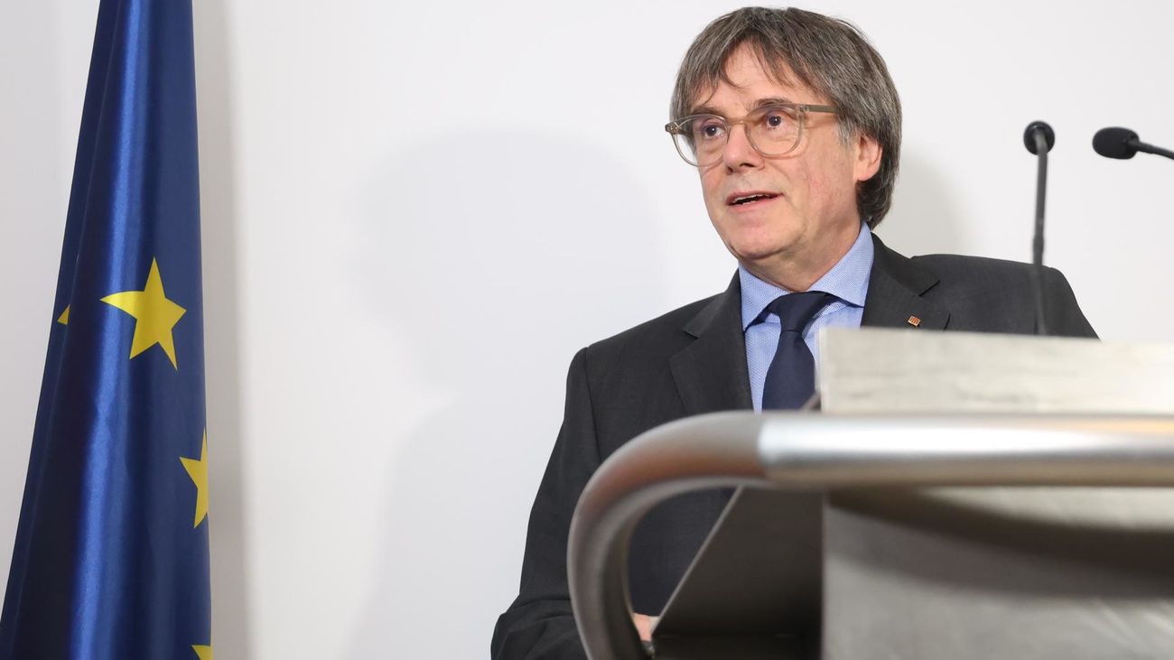 Carles Puigdemont, en rueda de prensa en Waterloo