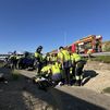 Herido grave un joven de 26 años en el choque entre una furgoneta y un camión en la M-45 a la altura de Villa de Vallecas